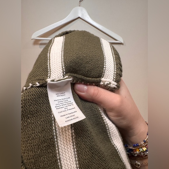 Talbots Olive Striped Sweater Vest XL Zip Mock Neck Knit Preppy Layering Top - Picture 5 of 5